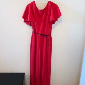 NEW Calvin Klein Women's Size 10 Red JUMPSUIT with Black Belt